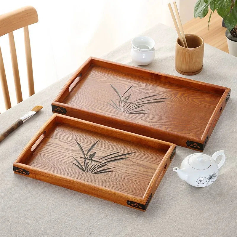 Tokyo Wooden Tray - Rectangular Dessert & Tea Tray