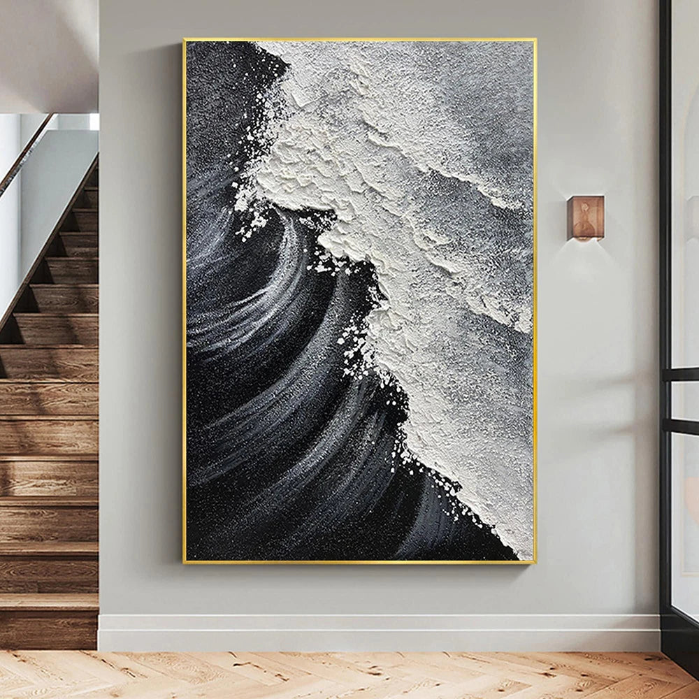 Ebon Tide – Minimalist Textured Ocean Art