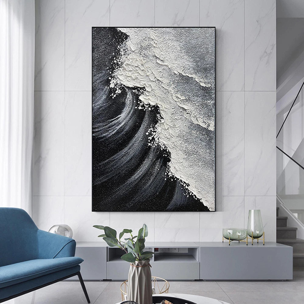 Ebon Tide – Minimalist Textured Ocean Art