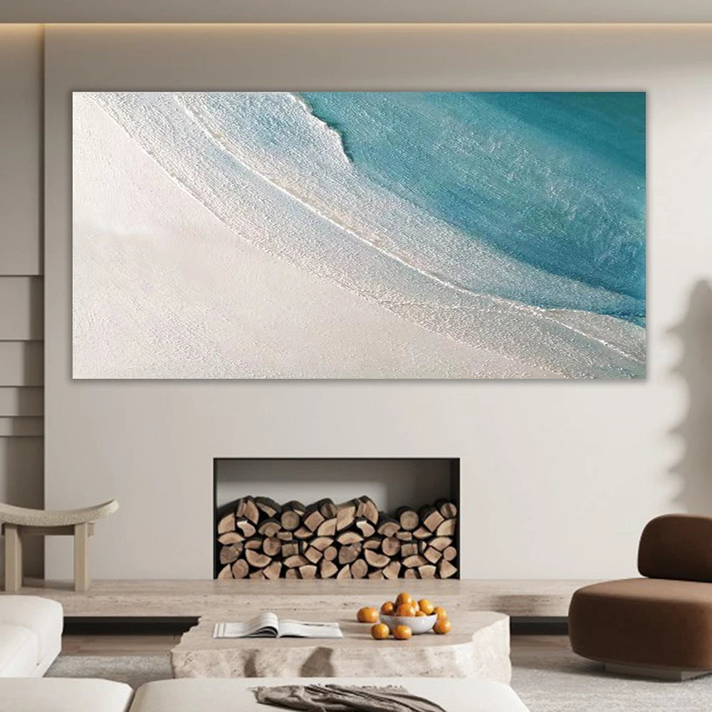 Azure Tide – Textured Ocean Canvas Art