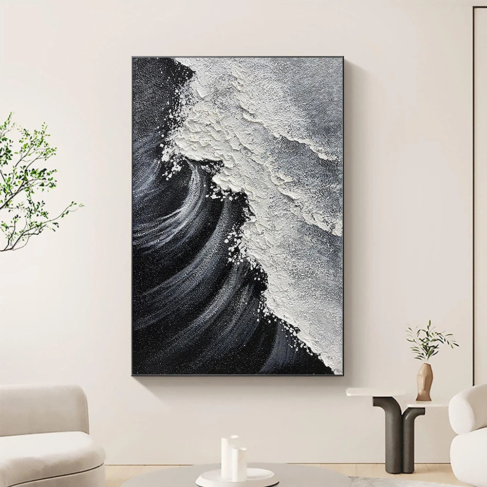 Ebon Tide – Minimalist Textured Ocean Art