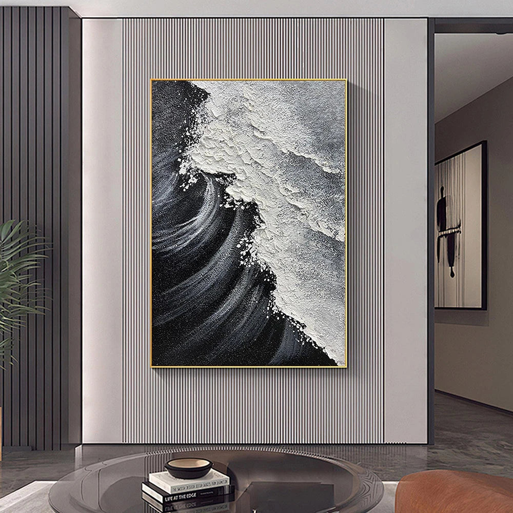 Ebon Tide – Minimalist Textured Ocean Art