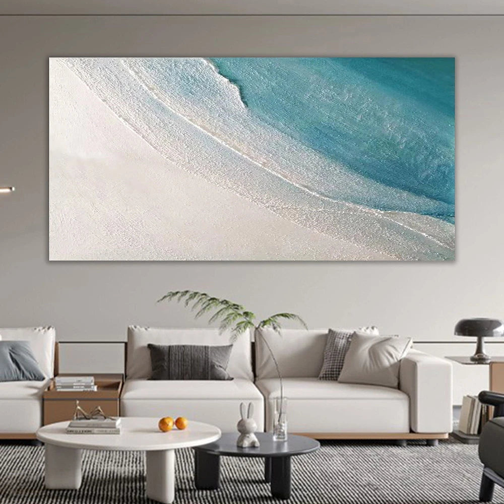 Azure Tide – Textured Ocean Canvas Art